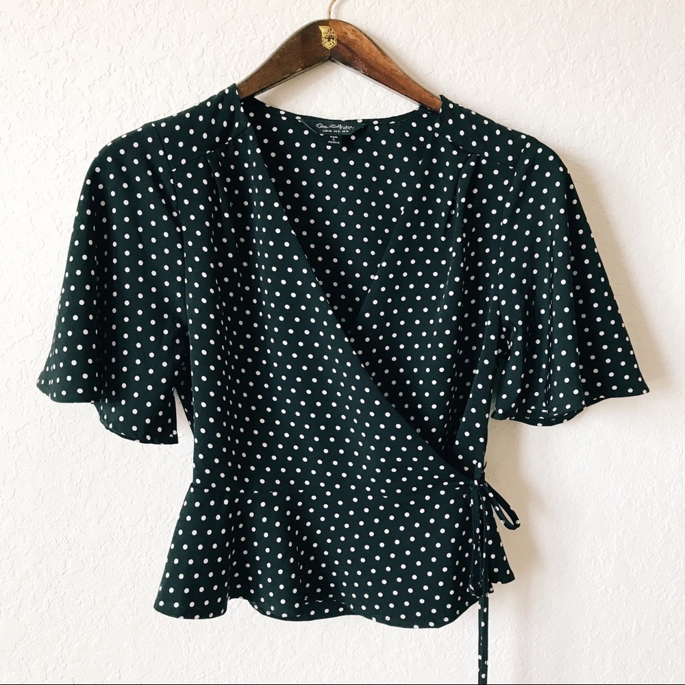 ASOS Crop Top Wrap Top Polka Dot